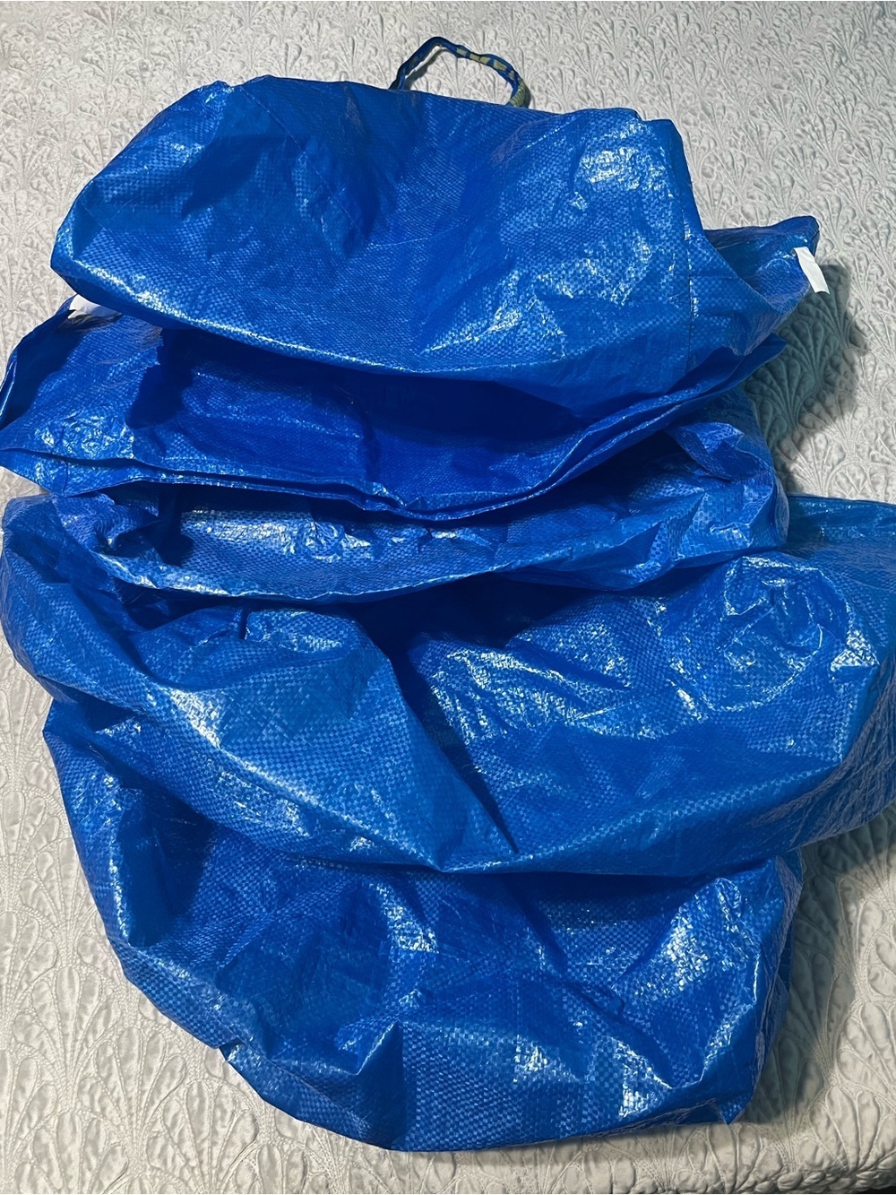 IKEA Frakta 5 Huge Blue Tote Bag with 2 set of Straps Great for grocery shopping